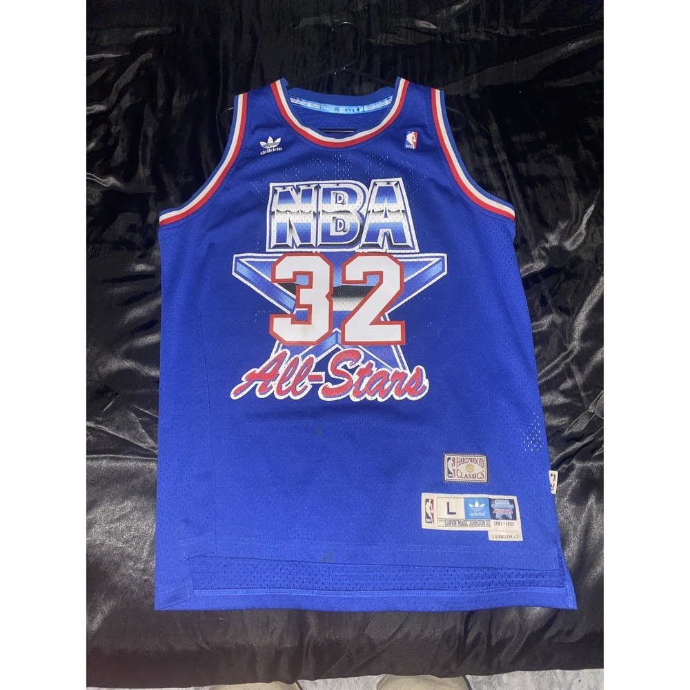 NBA Adidas Vintage Authentic Magic Johnson '91 All-star Jersey Size 40 Large